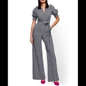 New York & Company Gingham Jumpsuit NWT